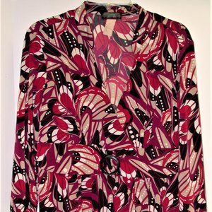 JTB Women's V-Necked Jersey Blouse with Faux Belt and 3/4 Sleeves ~ Size XL